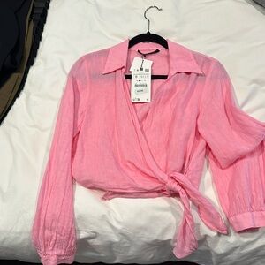 Zara pink linen top